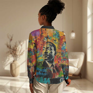 Martin Luther King Jr Women Casual Shirt Colorful Street Art Portrait Black History Graffiti Style - African Pride