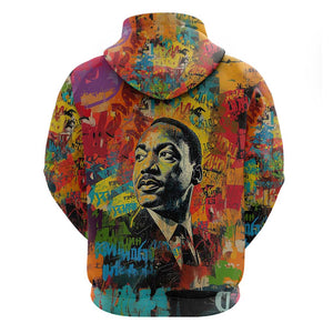 Martin Luther King Jr Zip Hoodie Colorful Street Art Portrait Black History Graffiti Style - African Pride