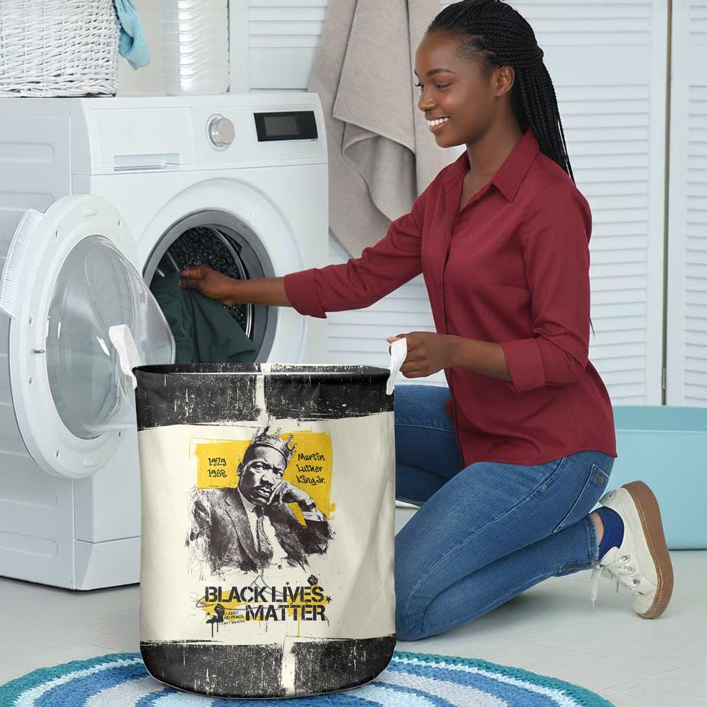 Martin Luther King Jr Laundry Basket Black Lives Matter Street Art Portrait Civil Rights Tribute Bold Striped - African Pride