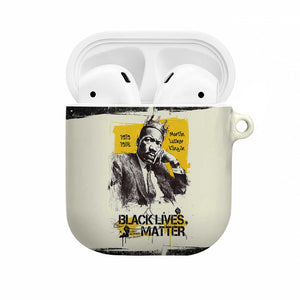 Martin Luther King Jr AirPods Case Black Lives Matter Street Art Portrait Civil Rights Tribute Bold Striped - African Pride