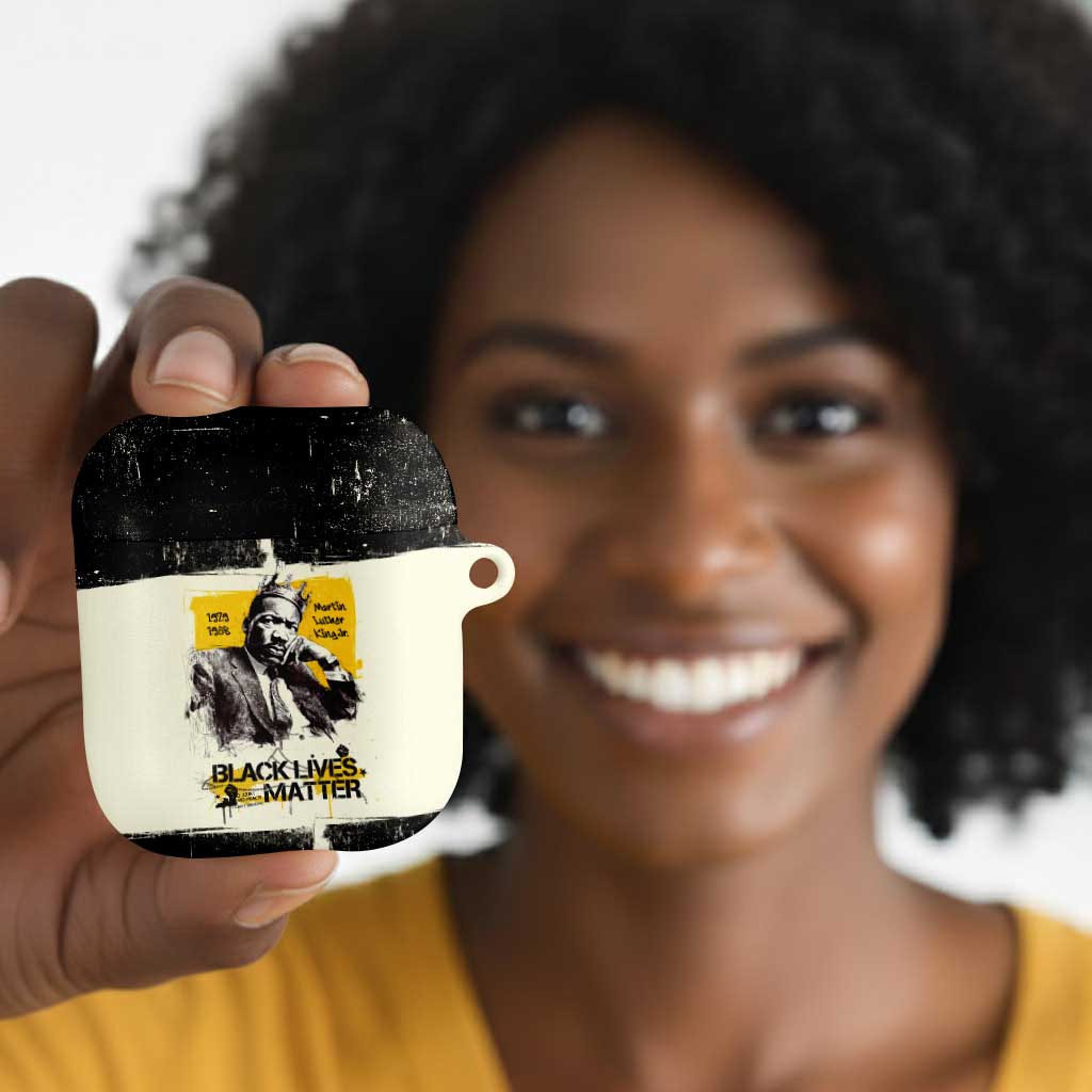 Martin Luther King Jr AirPods Case Black Lives Matter Street Art Portrait Civil Rights Tribute Bold Striped - African Pride