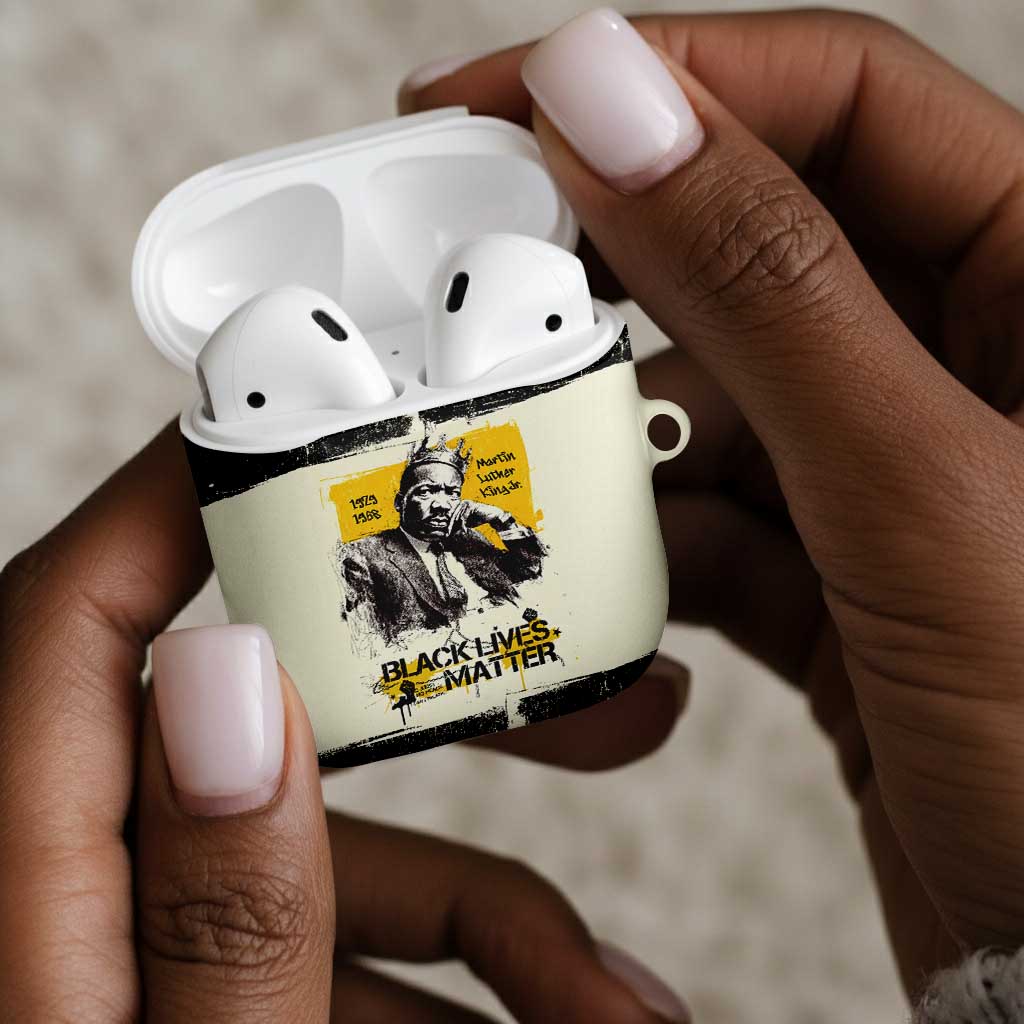 Martin Luther King Jr AirPods Case Black Lives Matter Street Art Portrait Civil Rights Tribute Bold Striped - African Pride