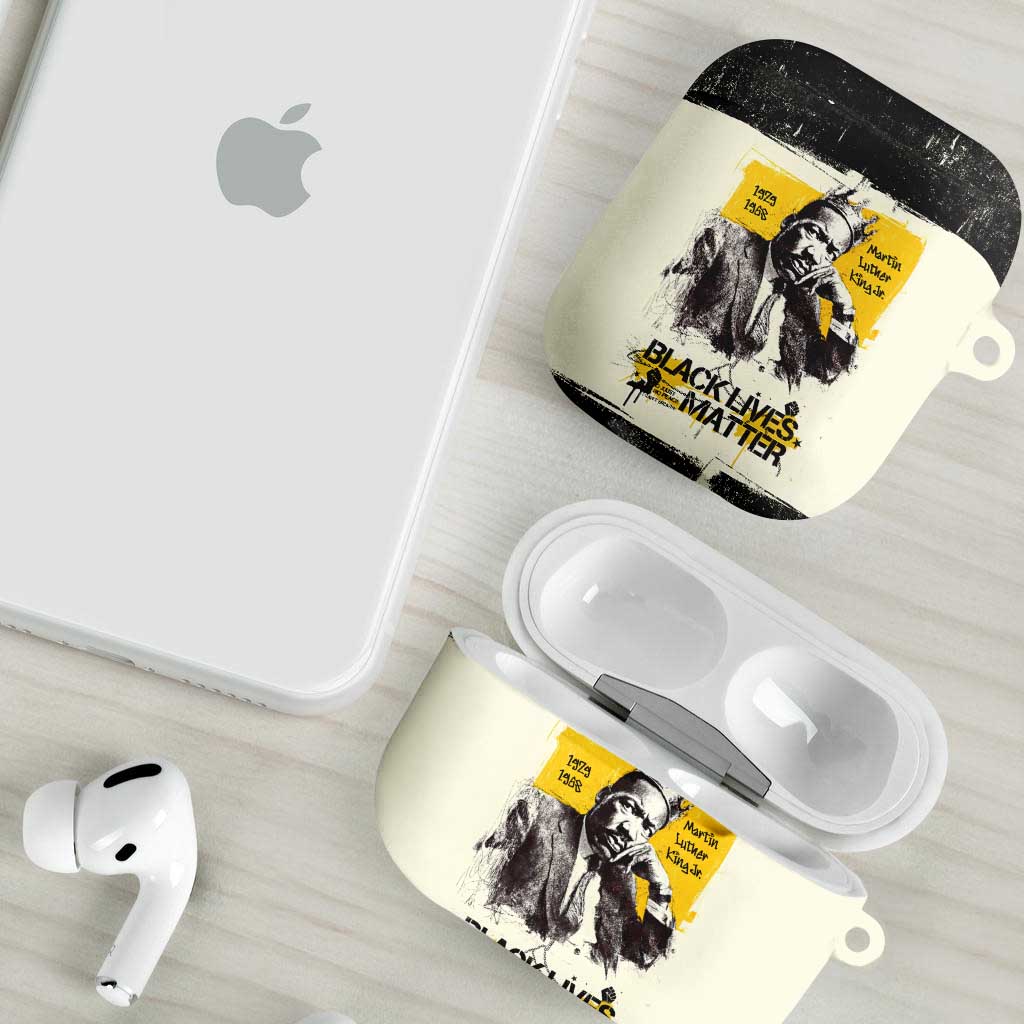 Martin Luther King Jr AirPods Case Black Lives Matter Street Art Portrait Civil Rights Tribute Bold Striped - African Pride