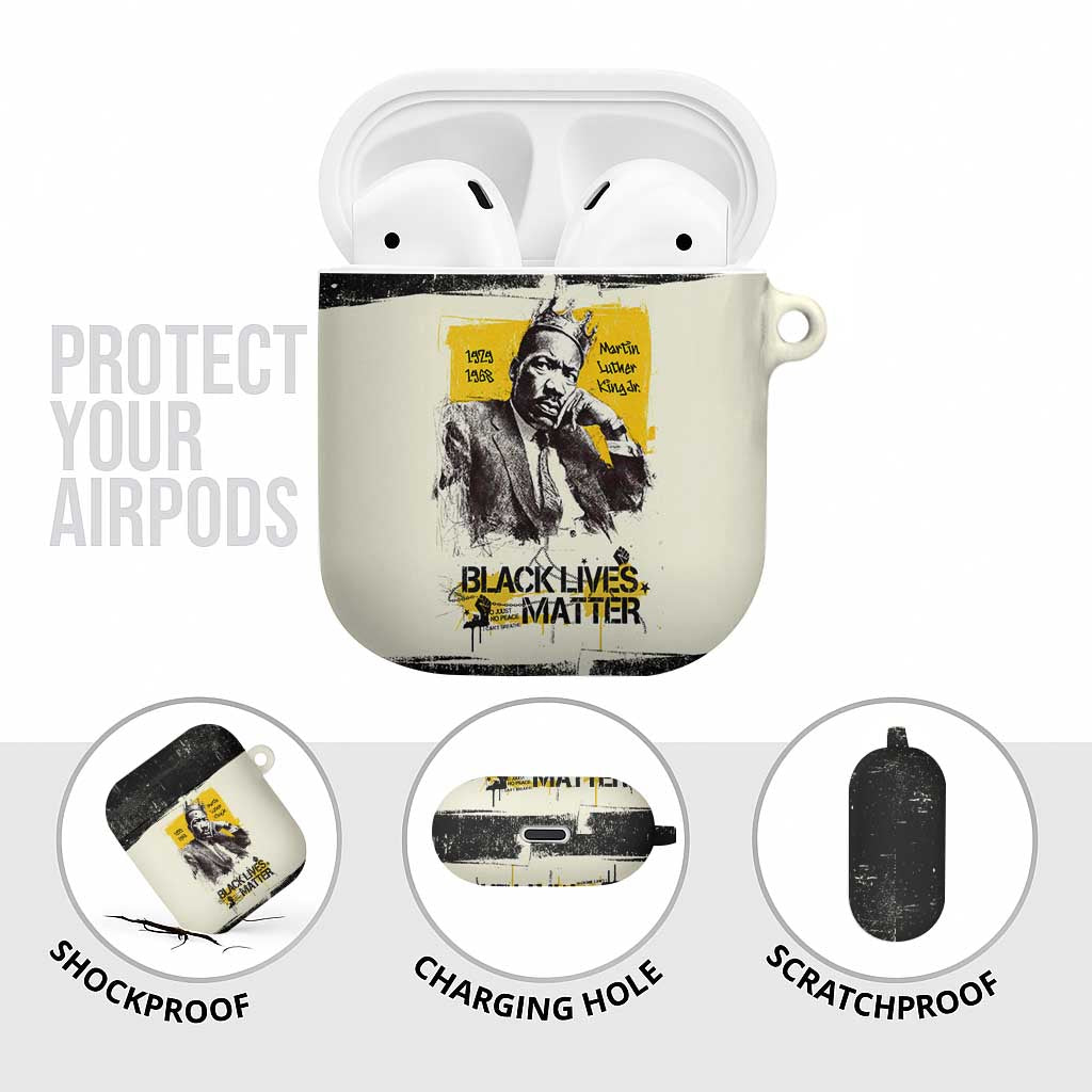 Martin Luther King Jr AirPods Case Black Lives Matter Street Art Portrait Civil Rights Tribute Bold Striped - African Pride