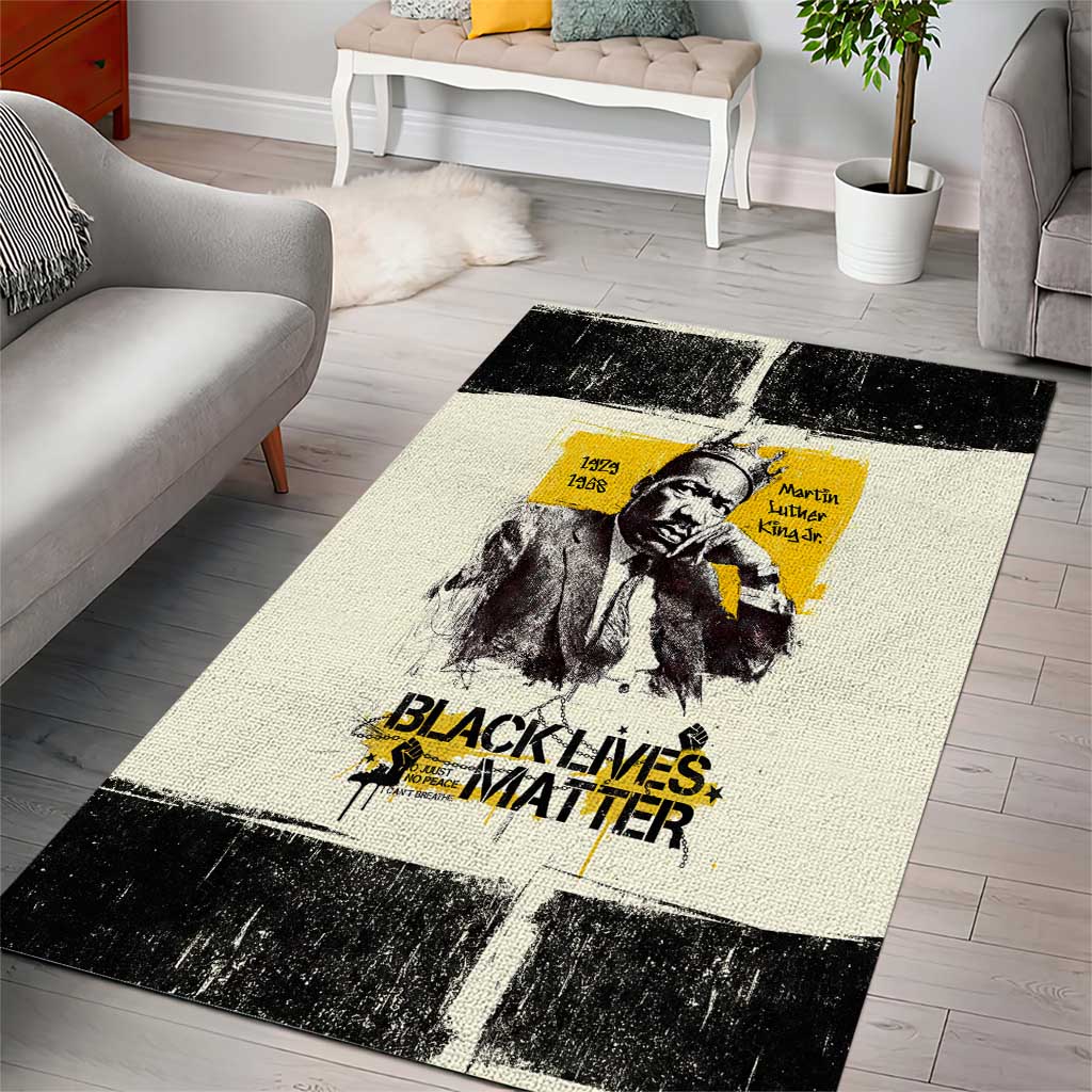 Martin Luther King Jr Area Rug Black Lives Matter Street Art Portrait Civil Rights Tribute Bold Striped - African Pride