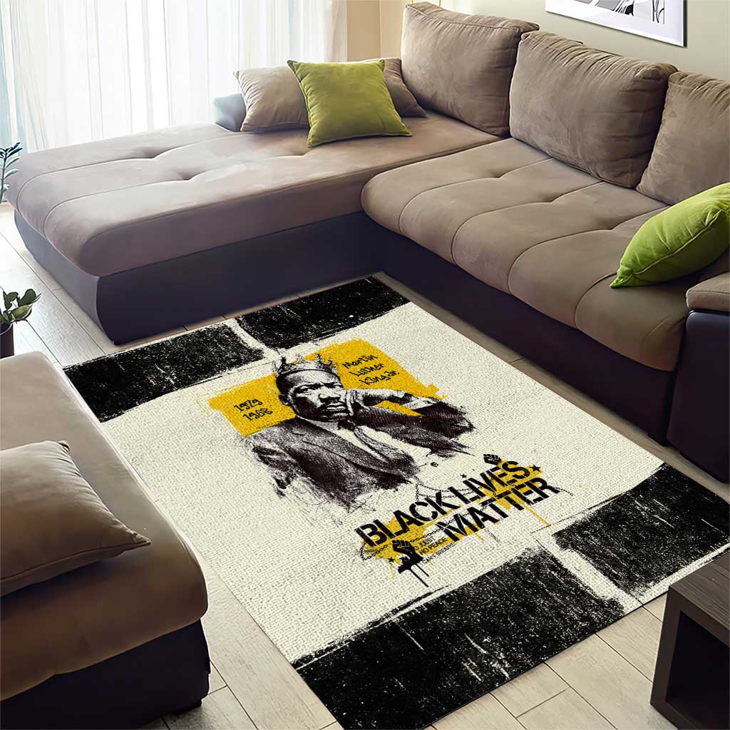 Martin Luther King Jr Area Rug Black Lives Matter Street Art Portrait Civil Rights Tribute Bold Striped - African Pride