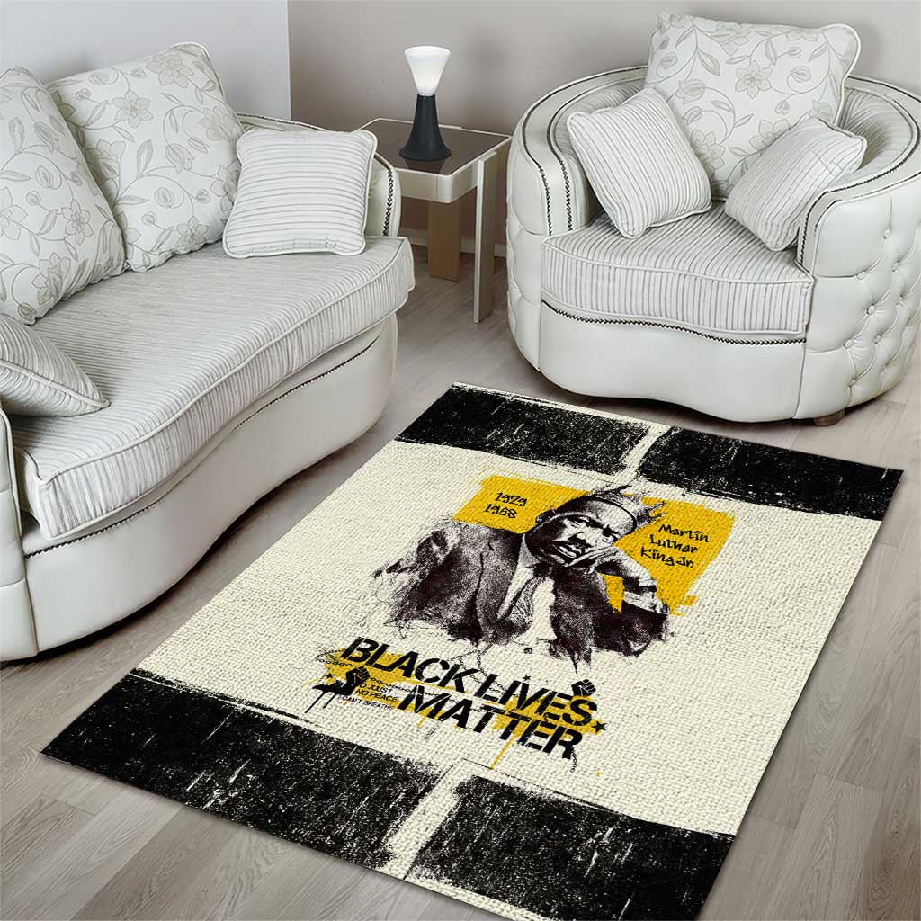 Martin Luther King Jr Area Rug Black Lives Matter Street Art Portrait Civil Rights Tribute Bold Striped - African Pride