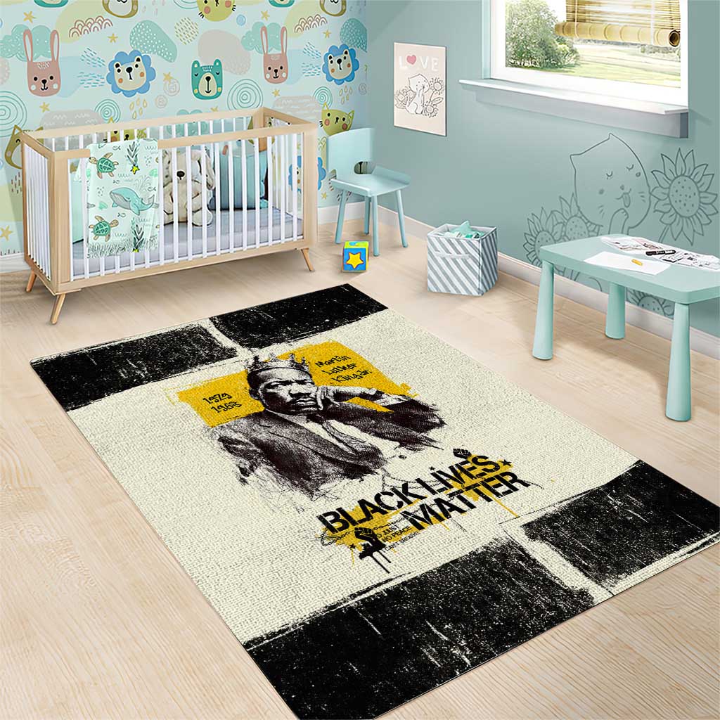 Martin Luther King Jr Area Rug Black Lives Matter Street Art Portrait Civil Rights Tribute Bold Striped - African Pride