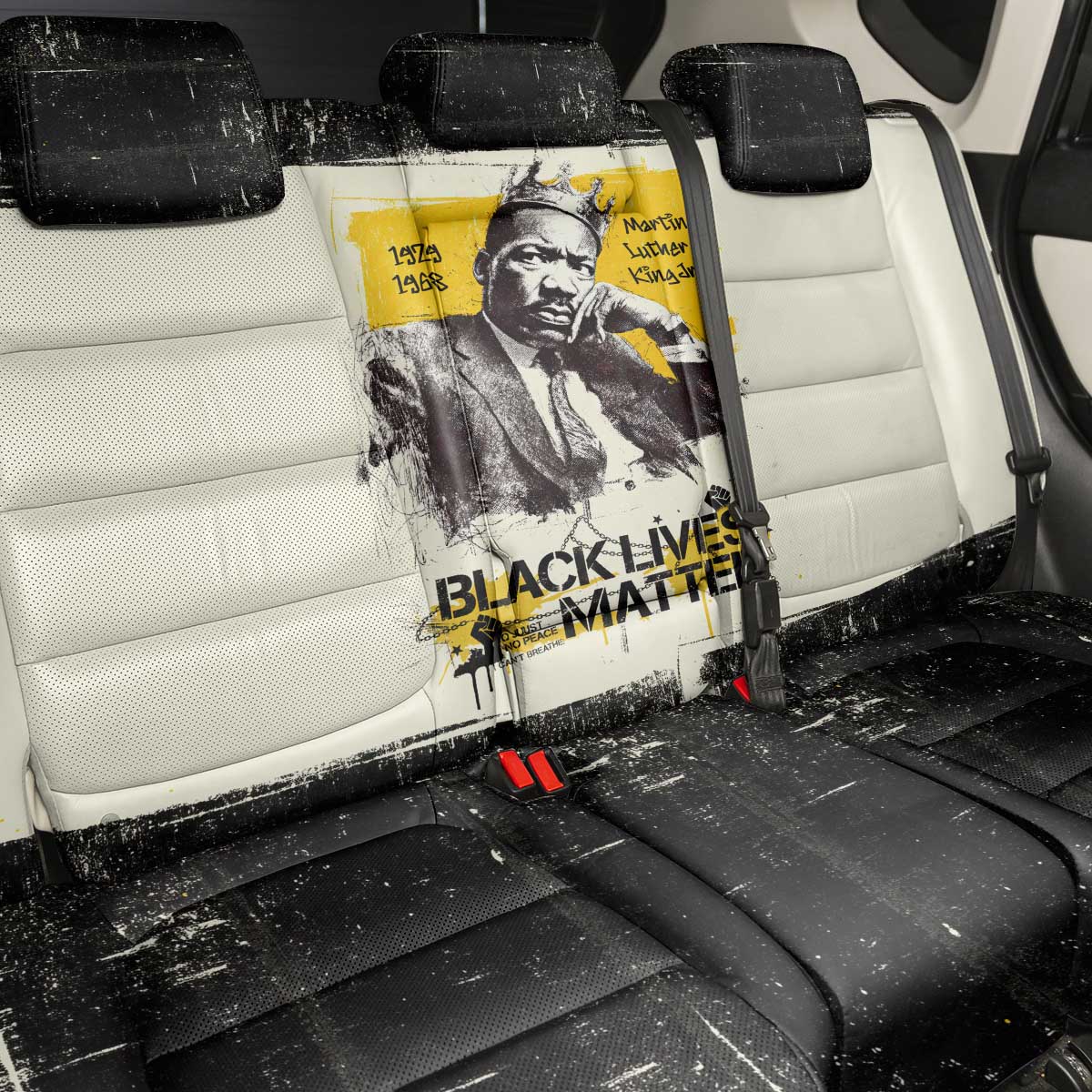 Martin Luther King Jr Back Car Seat Cover Black Lives Matter Street Art Portrait Civil Rights Tribute Bold Striped - African Pride