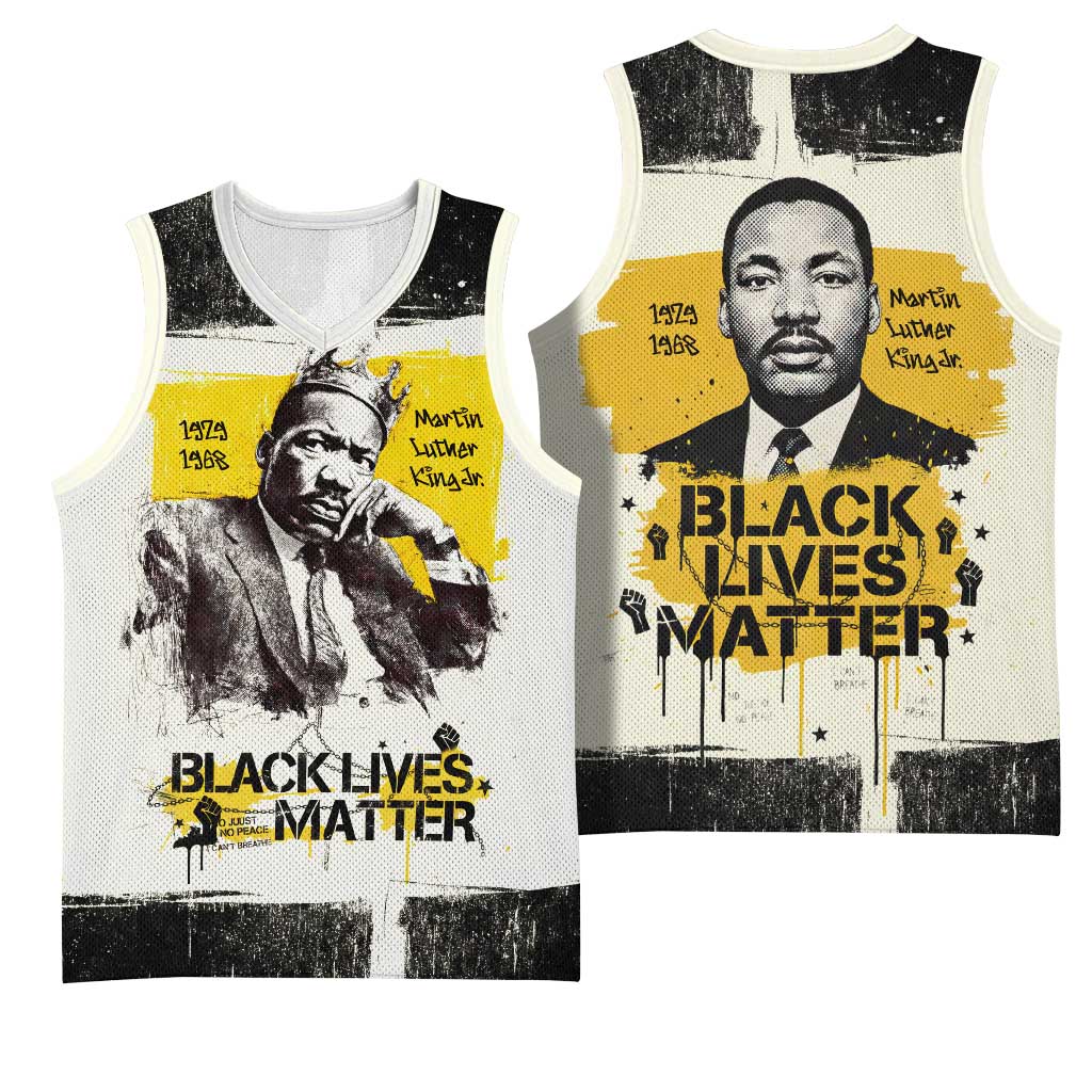 Martin Luther King Jr Basketball Jersey Black Lives Matter Street Art Portrait Civil Rights Tribute Bold Striped - African Pride