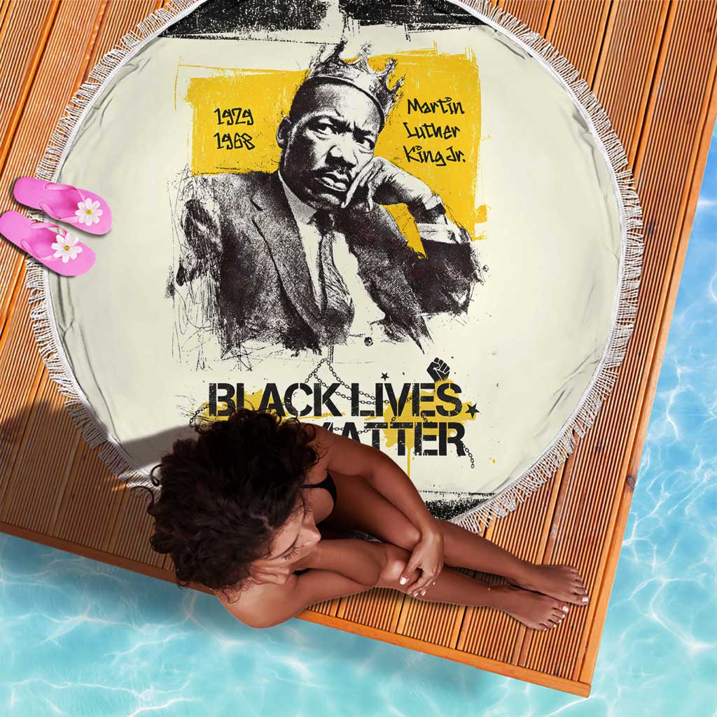 Martin Luther King Jr Beach Blanket Black Lives Matter Street Art Portrait Civil Rights Tribute Bold Striped - African Pride