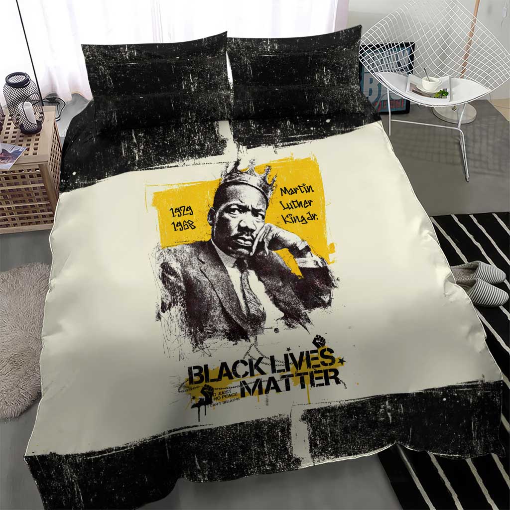 Martin Luther King Jr Bedding Set Black Lives Matter Street Art Portrait Civil Rights Tribute Bold Striped - African Pride
