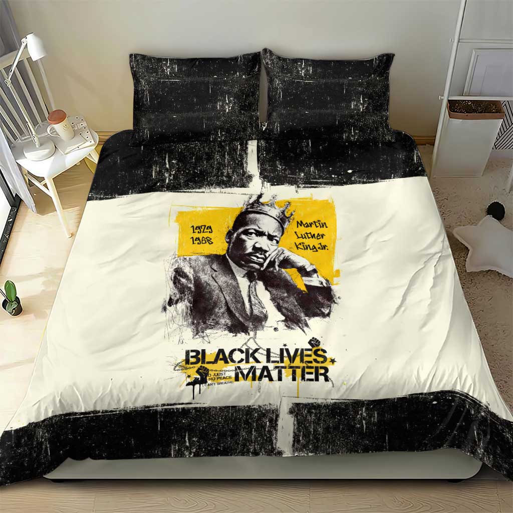 Martin Luther King Jr Bedding Set Black Lives Matter Street Art Portrait Civil Rights Tribute Bold Striped - African Pride