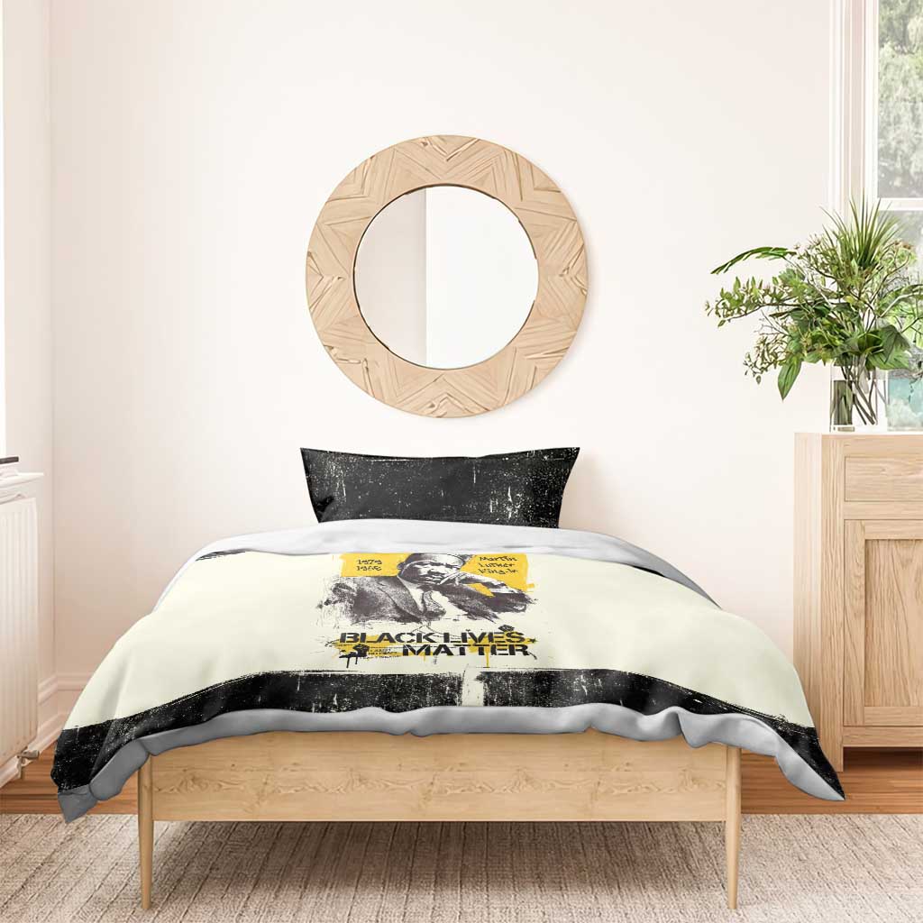 Martin Luther King Jr Bedding Set Black Lives Matter Street Art Portrait Civil Rights Tribute Bold Striped - African Pride