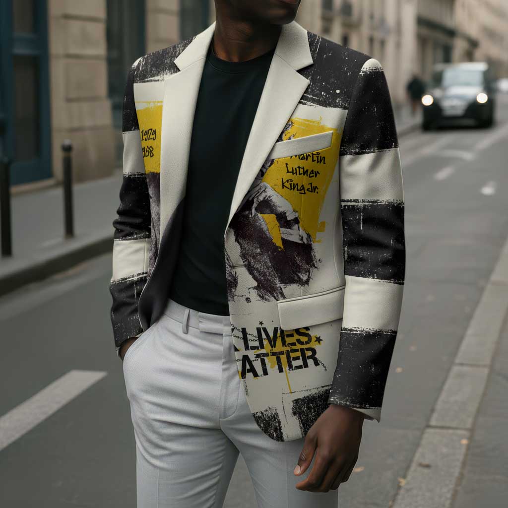 Martin Luther King Jr Blazer Black Lives Matter Street Art Portrait Civil Rights Tribute Bold Striped - African Pride