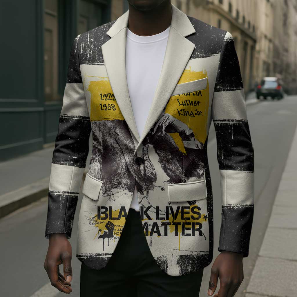 Martin Luther King Jr Blazer Black Lives Matter Street Art Portrait Civil Rights Tribute Bold Striped - African Pride