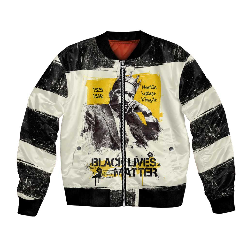 Martin Luther King Jr Bomber Jacket Black Lives Matter Street Art Portrait Civil Rights Tribute Bold Striped - African Pride