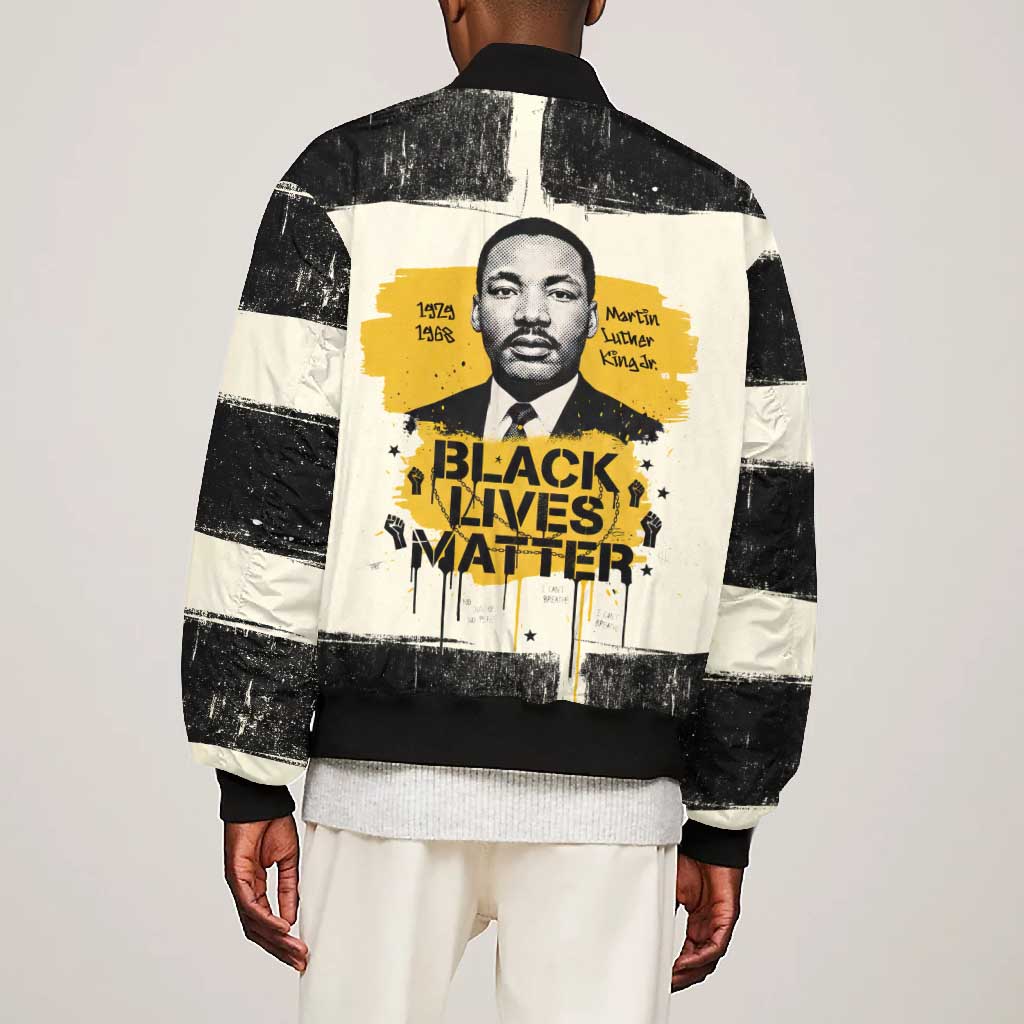 Martin Luther King Jr Bomber Jacket Black Lives Matter Street Art Portrait Civil Rights Tribute Bold Striped - African Pride