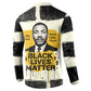 Martin Luther King Jr Button Sweatshirt Black Lives Matter Street Art Portrait Civil Rights Tribute Bold Striped