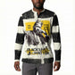 Martin Luther King Jr Button Sweatshirt Black Lives Matter Street Art Portrait Civil Rights Tribute Bold Striped
