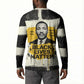 Martin Luther King Jr Button Sweatshirt Black Lives Matter Street Art Portrait Civil Rights Tribute Bold Striped