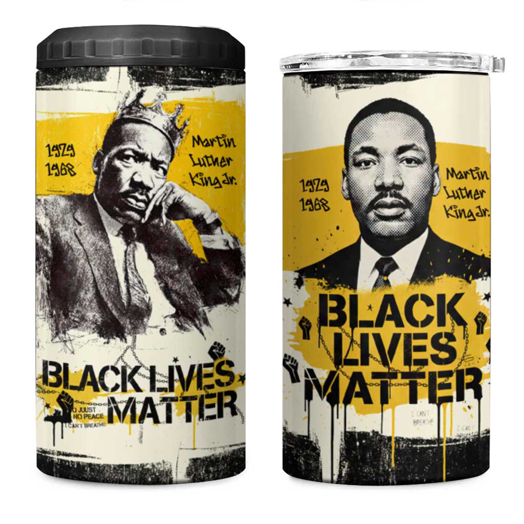 Martin Luther King Jr 4 in 1 Can Cooler Tumbler Black Lives Matter Street Art Portrait Civil Rights Tribute Bold Striped - African Pride