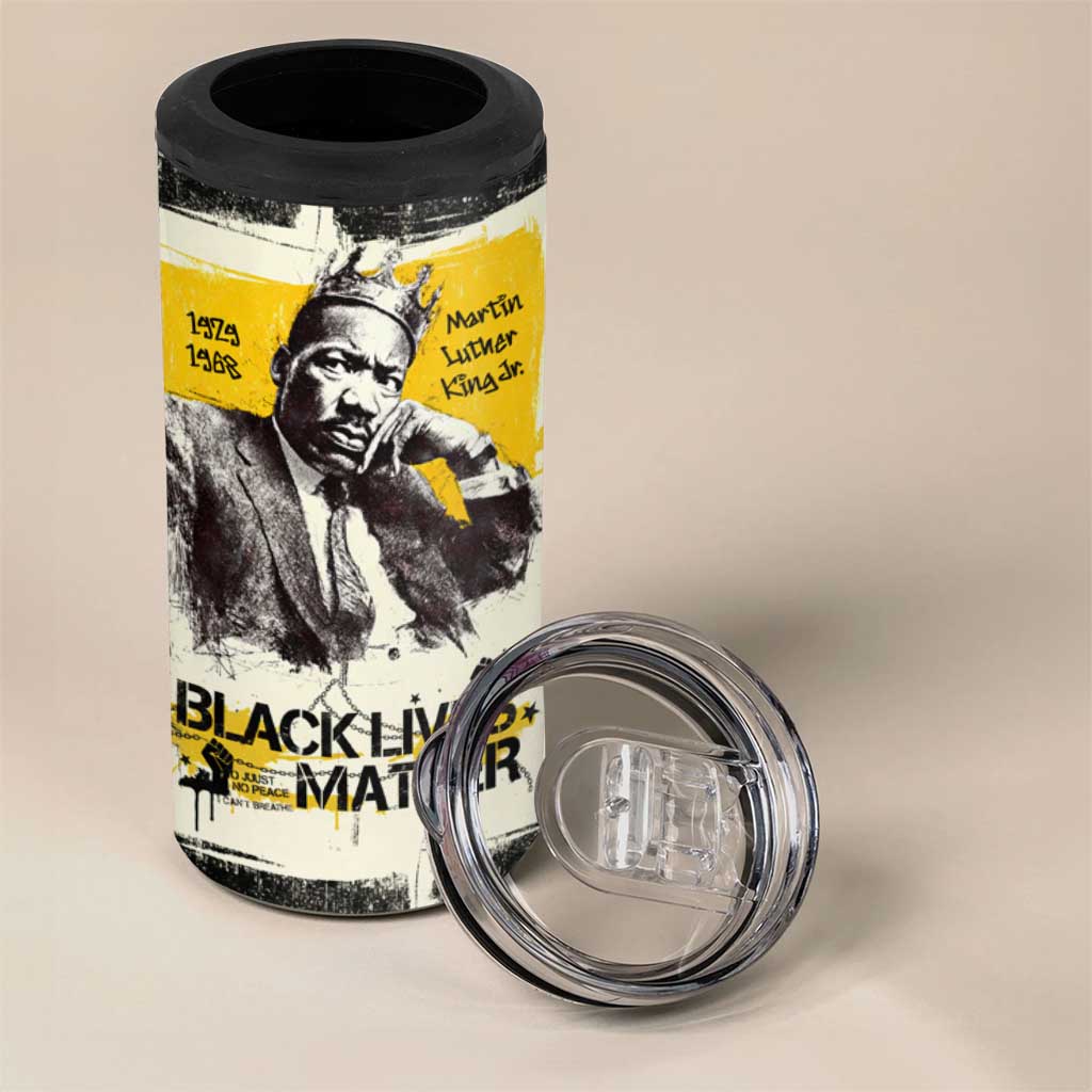 Martin Luther King Jr 4 in 1 Can Cooler Tumbler Black Lives Matter Street Art Portrait Civil Rights Tribute Bold Striped - African Pride