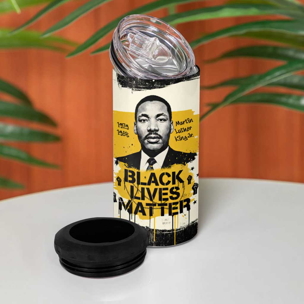 Martin Luther King Jr 4 in 1 Can Cooler Tumbler Black Lives Matter Street Art Portrait Civil Rights Tribute Bold Striped - African Pride