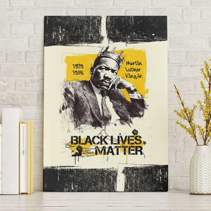 Martin Luther King Jr Canvas Wall Art Black Lives Matter Street Art Portrait Civil Rights Tribute Bold Striped - African Pride