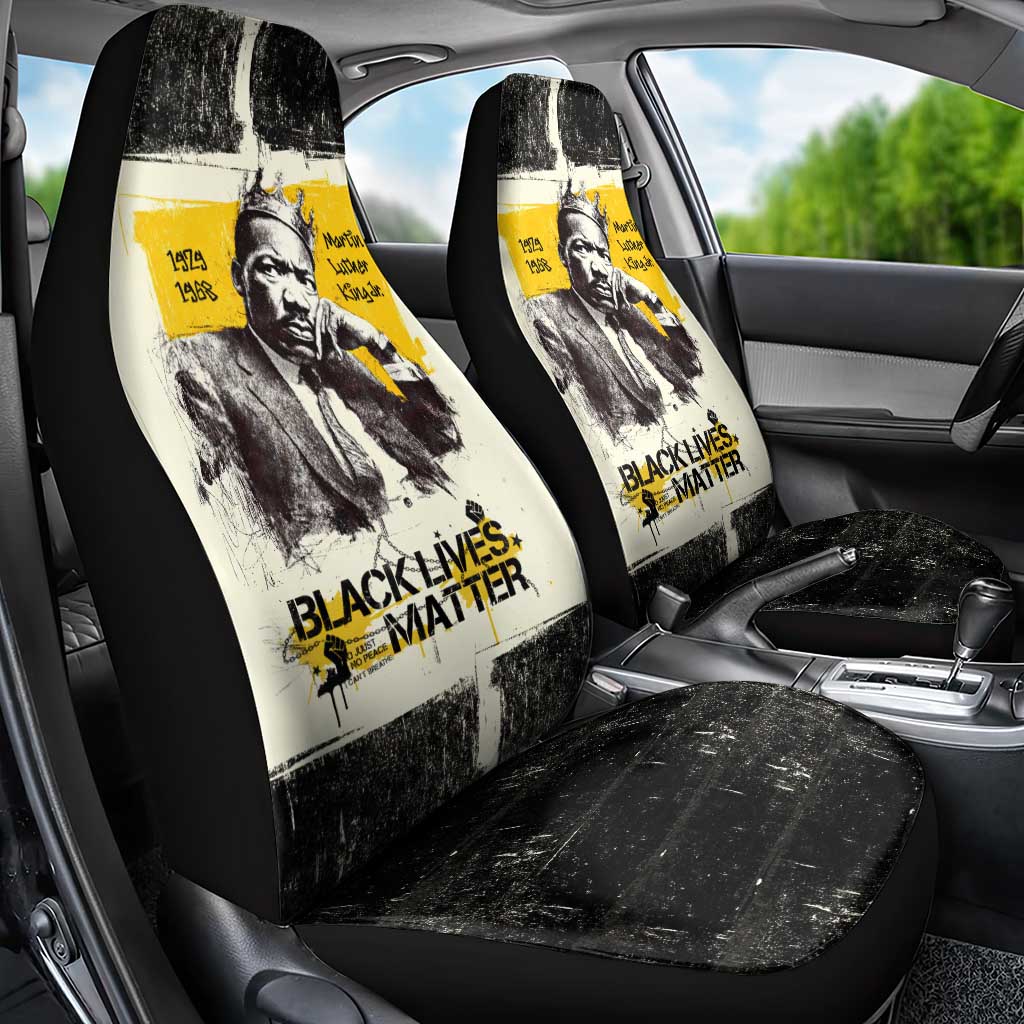 Martin Luther King Jr Car Seat Cover Black Lives Matter Street Art Portrait Civil Rights Tribute Bold Striped - African Pride