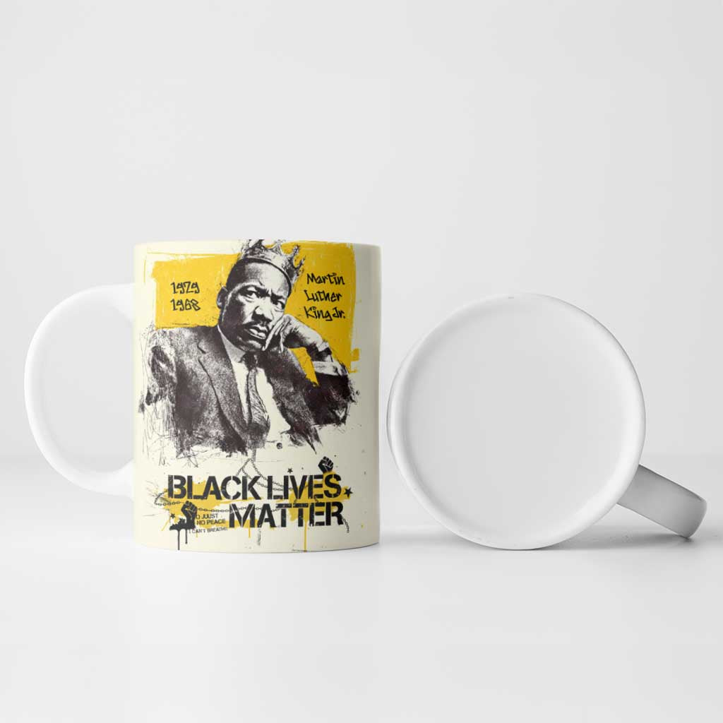 Martin Luther King Jr Ceramic Mug Black Lives Matter Street Art Portrait Civil Rights Tribute Bold Striped - African Pride