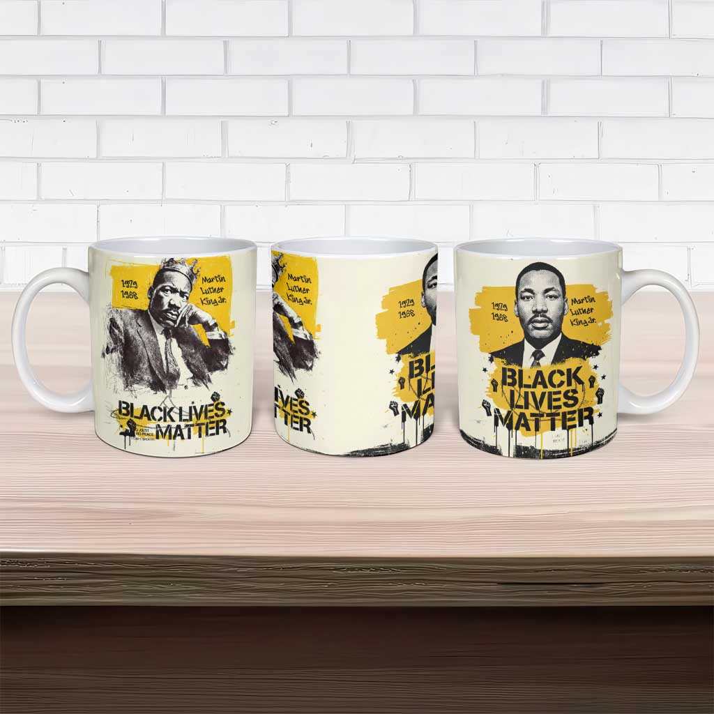 Martin Luther King Jr Ceramic Mug Black Lives Matter Street Art Portrait Civil Rights Tribute Bold Striped - African Pride