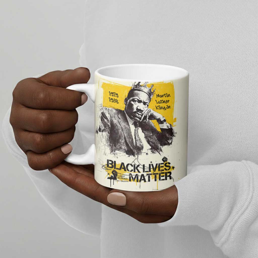 Martin Luther King Jr Ceramic Mug Black Lives Matter Street Art Portrait Civil Rights Tribute Bold Striped - African Pride