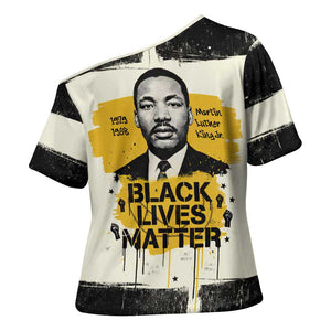 Martin Luther King Jr Cross Shoulder Shirt Black Lives Matter Street Art Portrait Civil Rights Tribute Bold Striped - African Pride
