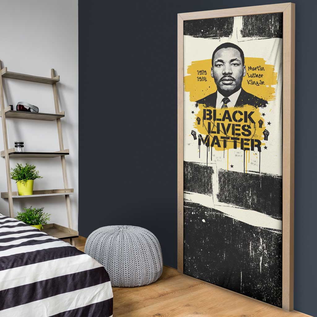 Martin Luther King Jr Door Cover Black Lives Matter Street Art Portrait Civil Rights Tribute Bold Striped - African Pride