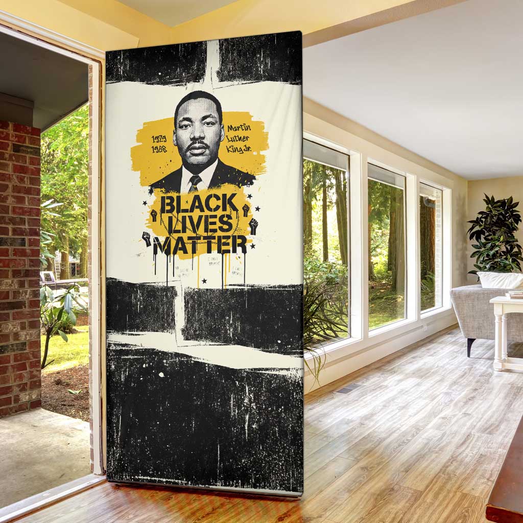 Martin Luther King Jr Door Cover Black Lives Matter Street Art Portrait Civil Rights Tribute Bold Striped - African Pride