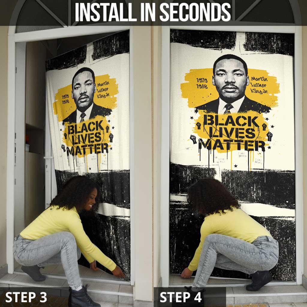 Martin Luther King Jr Door Cover Black Lives Matter Street Art Portrait Civil Rights Tribute Bold Striped - African Pride