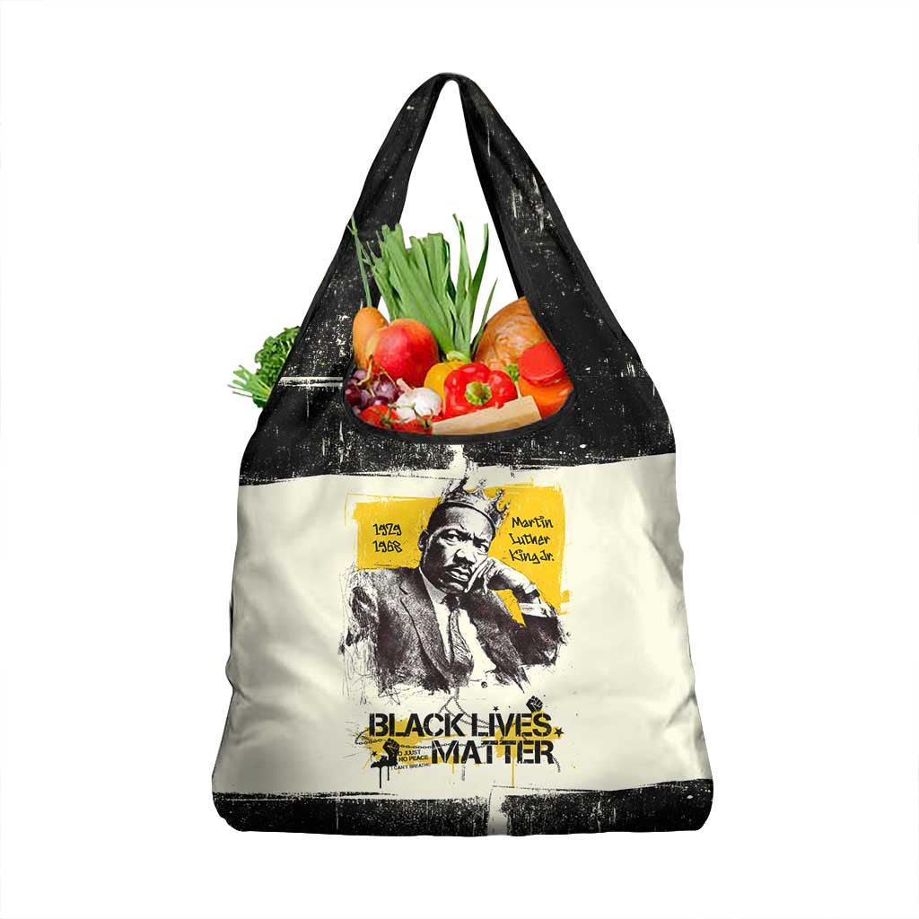 Martin Luther King Jr Grocery Bag Black Lives Matter Street Art Portrait Civil Rights Tribute Bold Striped - African Pride