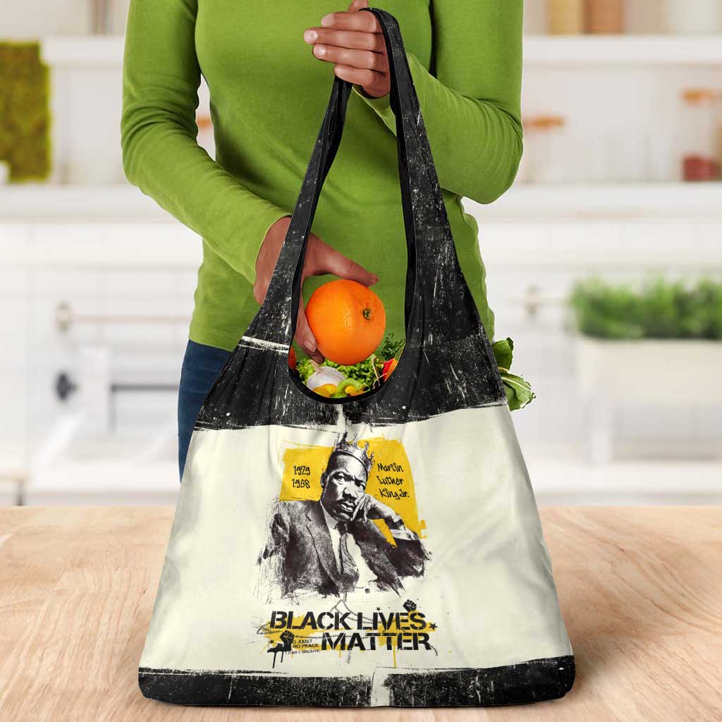 Martin Luther King Jr Grocery Bag Black Lives Matter Street Art Portrait Civil Rights Tribute Bold Striped - African Pride