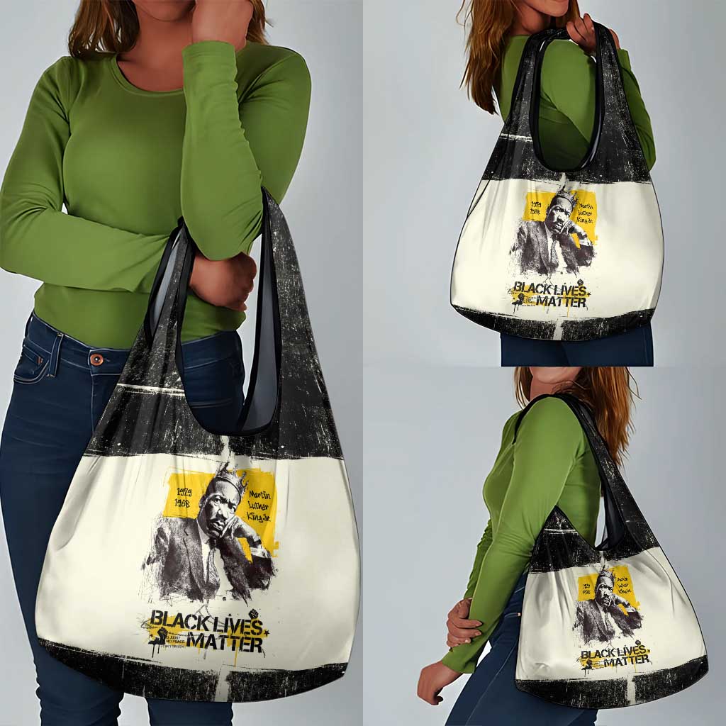Martin Luther King Jr Grocery Bag Black Lives Matter Street Art Portrait Civil Rights Tribute Bold Striped - African Pride