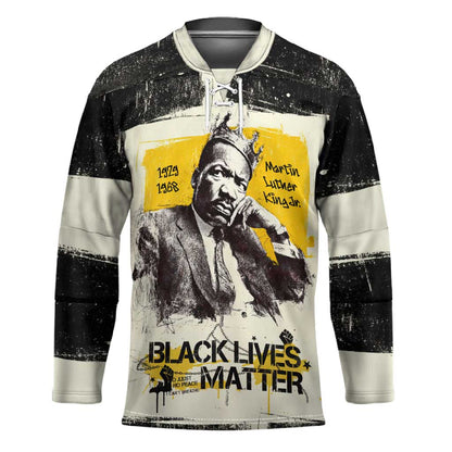 Martin Luther King Jr Hockey Jersey Black Lives Matter Street Art Portrait Civil Rights Tribute Bold Striped - African Pride