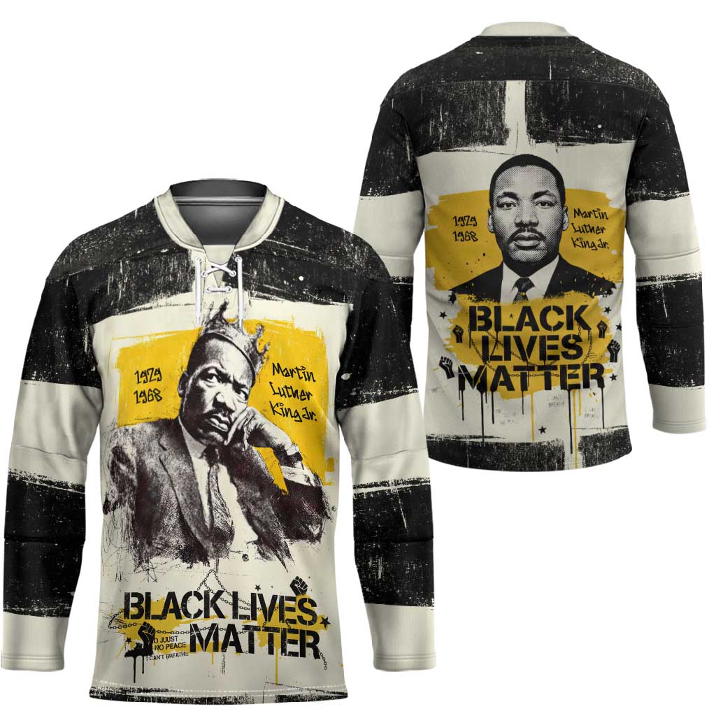 Martin Luther King Jr Hockey Jersey Black Lives Matter Street Art Portrait Civil Rights Tribute Bold Striped - African Pride