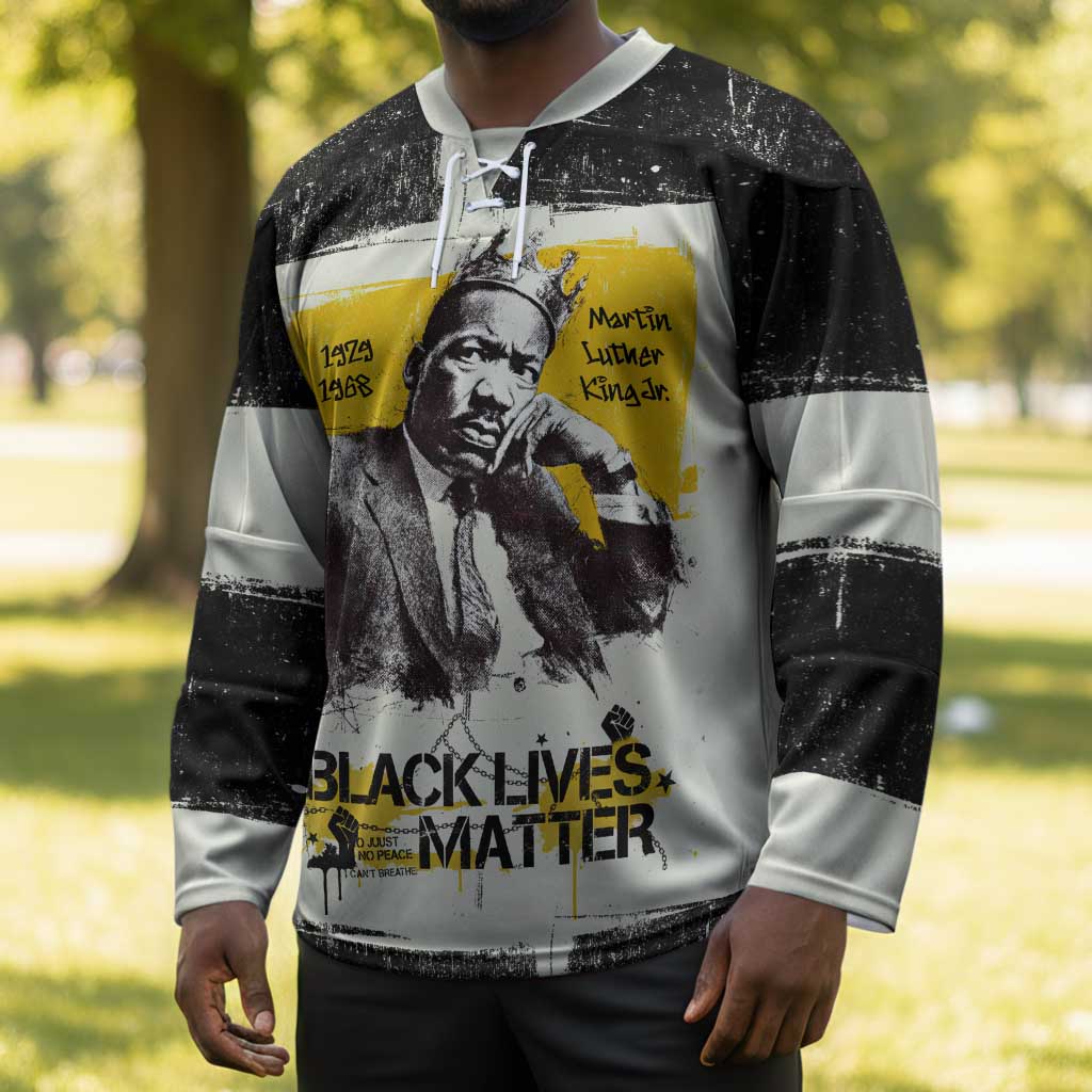 Martin Luther King Jr Hockey Jersey Black Lives Matter Street Art Portrait Civil Rights Tribute Bold Striped - African Pride