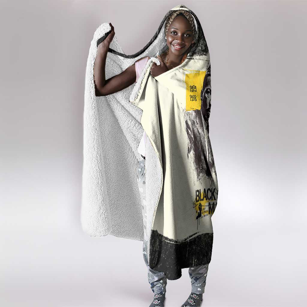 Martin Luther King Jr Hooded Blanket Black Lives Matter Street Art Portrait Civil Rights Tribute Bold Striped - African Pride