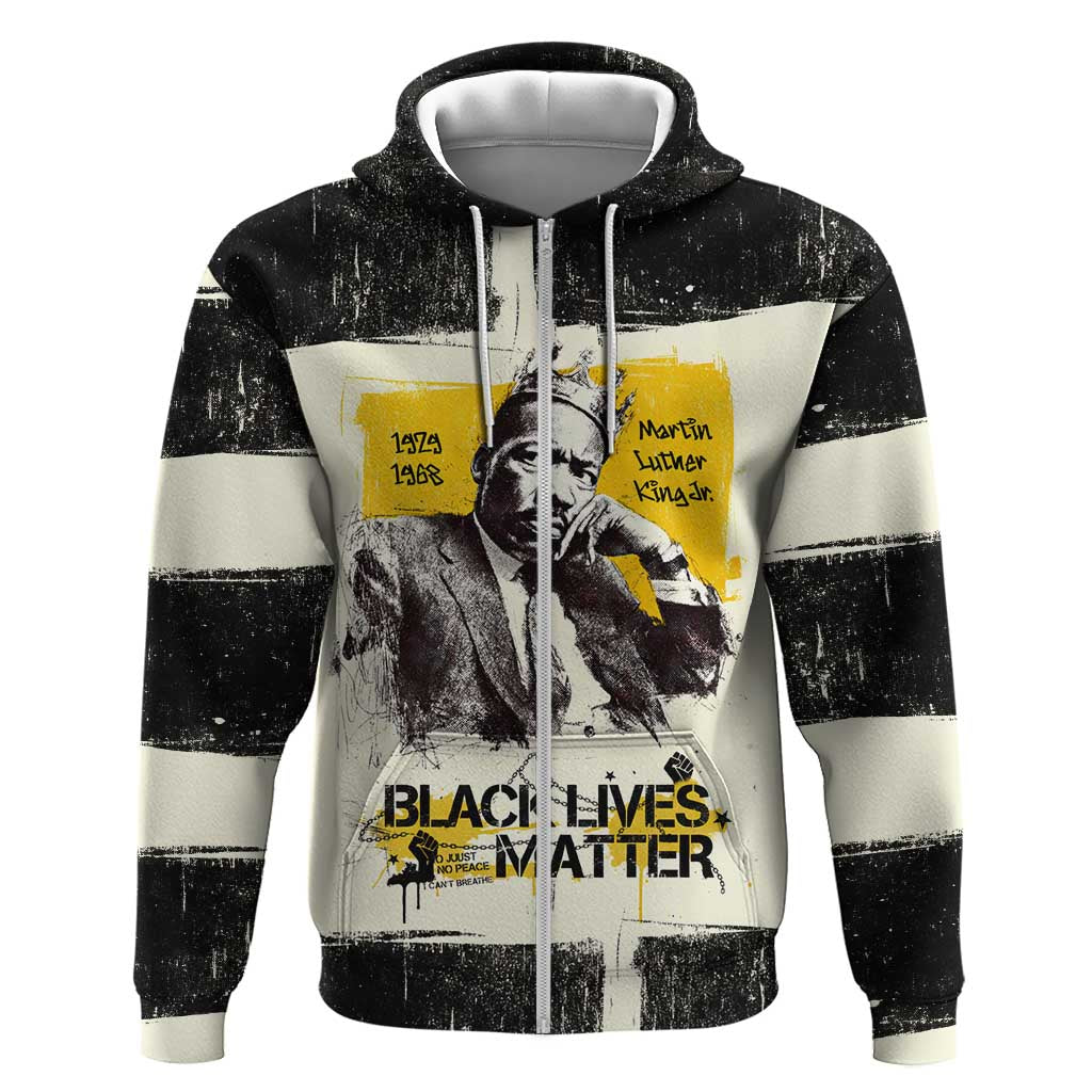 Martin Luther King Jr Hoodie Black Lives Matter Street Art Portrait Civil Rights Tribute Bold Striped - African Pride