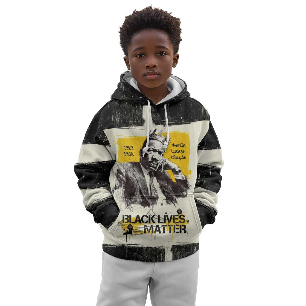 Martin Luther King Jr Kid Hoodie Black Lives Matter Street Art Portrait Civil Rights Tribute Bold Striped - African Pride
