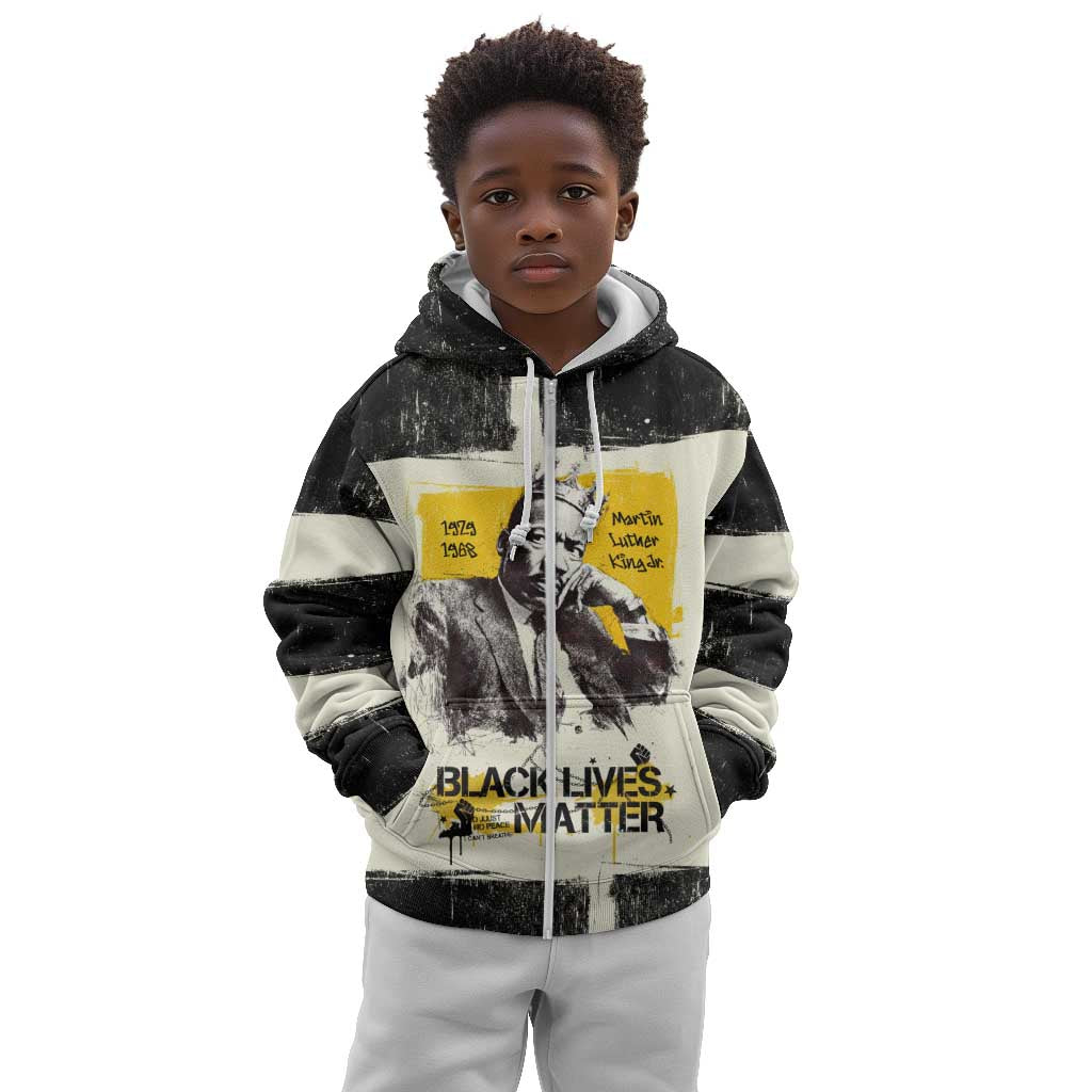 Martin Luther King Jr Kid Hoodie Black Lives Matter Street Art Portrait Civil Rights Tribute Bold Striped - African Pride