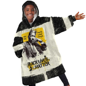 Martin Luther King Jr Kid Wearable Blanket Hoodie Black Lives Matter Street Art Portrait Civil Rights Tribute Bold Striped - African Pride