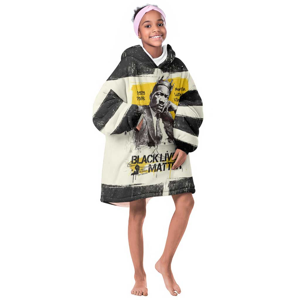 Martin Luther King Jr Kid Wearable Blanket Hoodie Black Lives Matter Street Art Portrait Civil Rights Tribute Bold Striped - African Pride