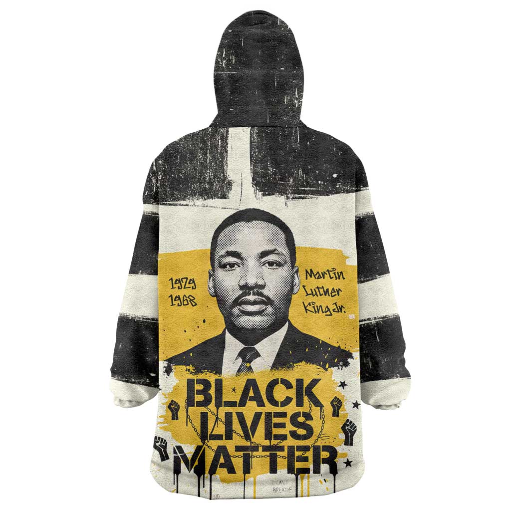 Martin Luther King Jr Kid Wearable Blanket Hoodie Black Lives Matter Street Art Portrait Civil Rights Tribute Bold Striped - African Pride